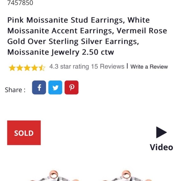 Pink Moissanite Stud Earrings, White Moissanite Accent Earrings, Vermeil Rose Go - Picture 7 of 9